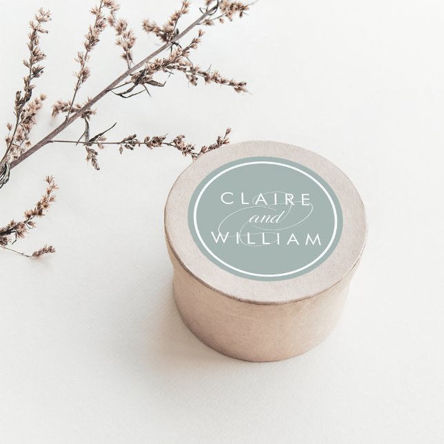 Sticker Rond Jade grisé et Mariage personnalisé blanc (Créateur téléchargé)