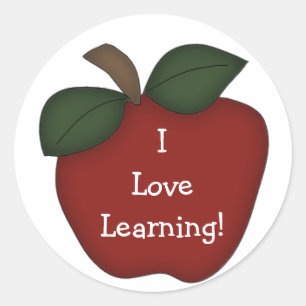 Sticker Rond J'adore apprendre ! - Red Apple