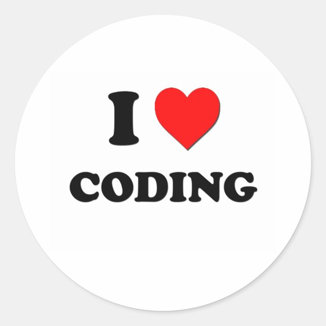 Sticker Rond J'adore Coder (Devant)