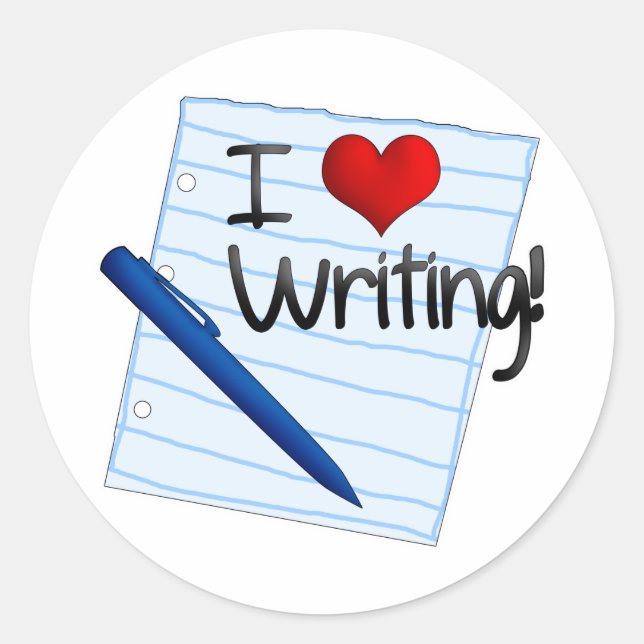 Sticker Rond J'adore écrire (Devant)