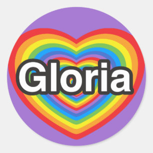 Sticker Rond J'adore Gloria. Je t'aime Gloria. Cœur
