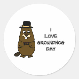 Sticker Rond J'adore Groundhog Day