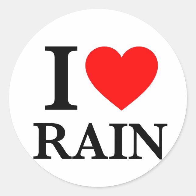 Sticker Rond J'adore la pluie (Devant)