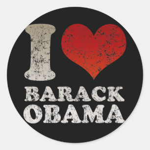 Sticker Rond J'adore l'autocollant Barack Obama
