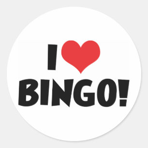 Sticker Rond J'adore le Bingo Heart! - Amoureux du Bingo