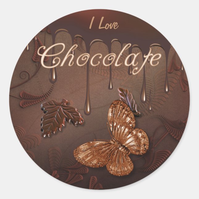Sticker Rond J'adore le chocolat (Devant)