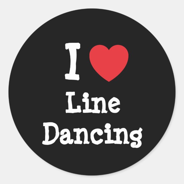 Sticker Rond J'adore le coeur de la danse de ligne personnalisé (Devant)