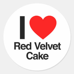 Sticker Rond j'adore le gâteau de velours rouge