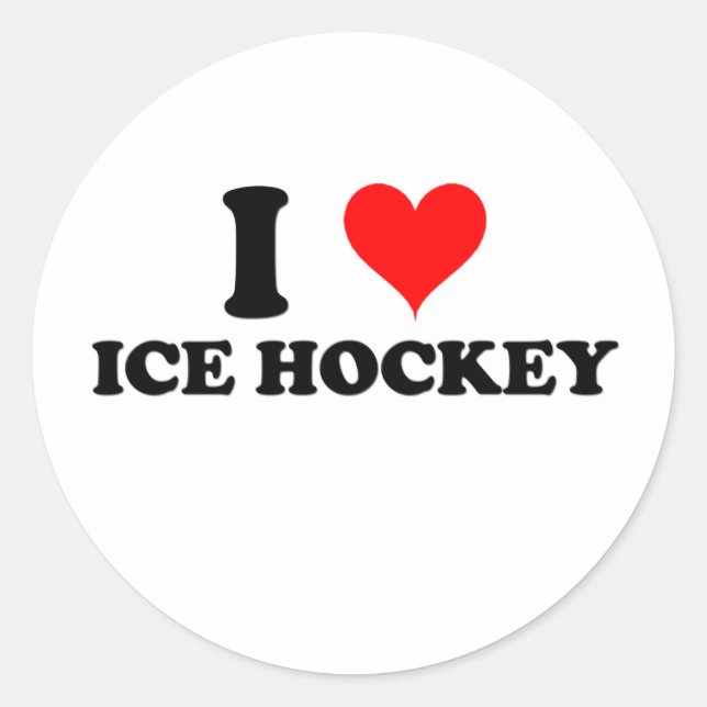 Sticker Rond J'adore le hockey sur glace (Devant)