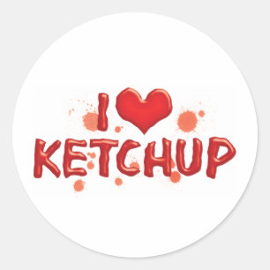 Sticker Rond J'adore le ketchup Cœur - Amateur de sauce tomate