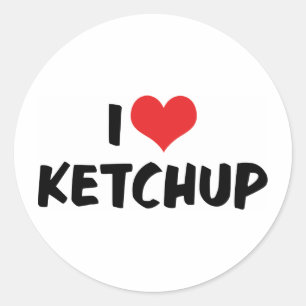 Sticker Rond J'adore le ketchup Cœur Rouge - Amateur de catsup