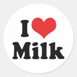 Sticker Rond J'adore le lait au cœur - Amoureux des produits la