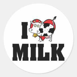 Sticker Rond J'adore le lait au cœur - Amoureux des produits la