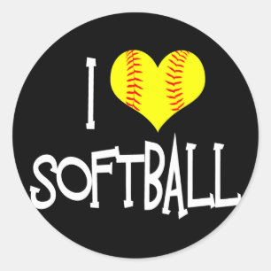 Sticker Rond J'adore le softball