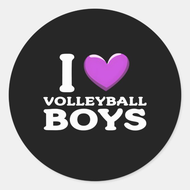 Sticker Rond J'adore le volley-ball (Devant)