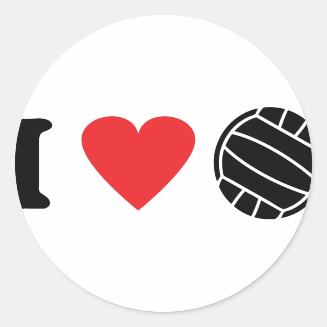 Sticker Rond J'adore le volley-ball (Devant)