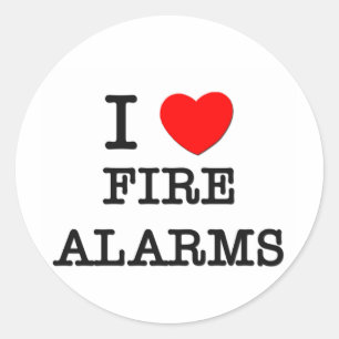 Sticker Rond J'adore les alarmes incendie