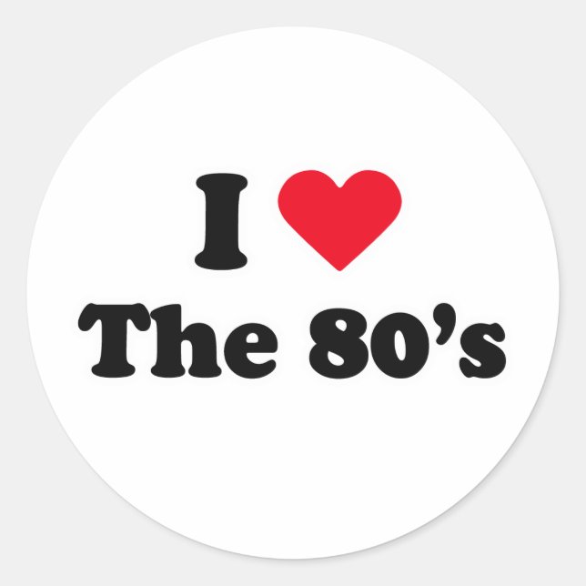 Sticker Rond J'adore les années 80 (Devant)