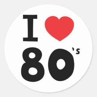 Sticker Rond J'adore les années 80