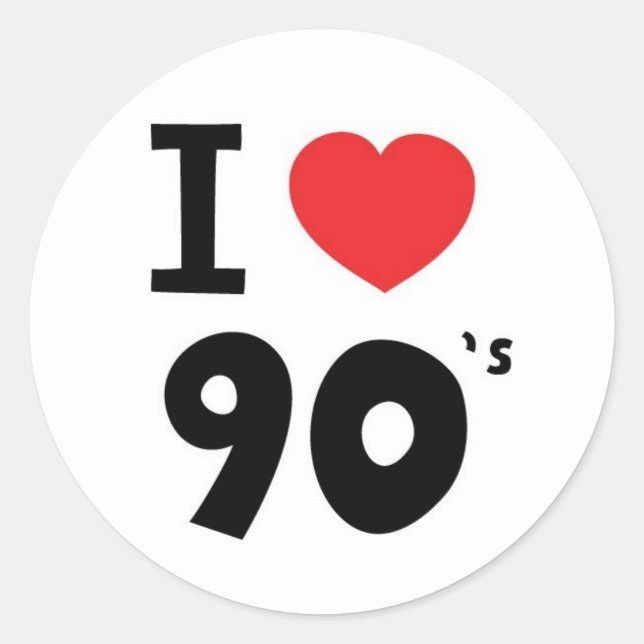 Sticker Rond J'adore les années 90 (Devant)