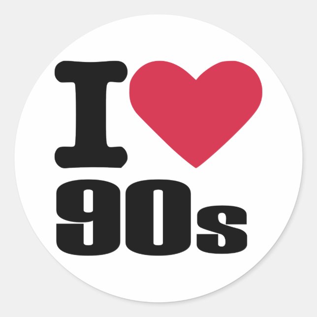 Sticker Rond J'adore les années 90 (Devant)