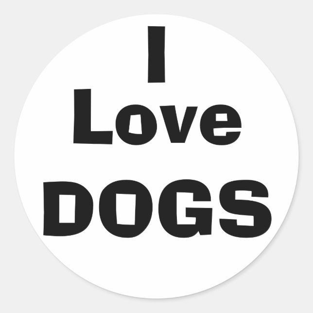 Sticker Rond J'adore les CHIENS (Devant)
