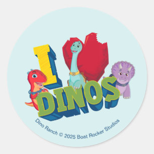 Sticker Rond J'adore les dinos   Dino Ranch