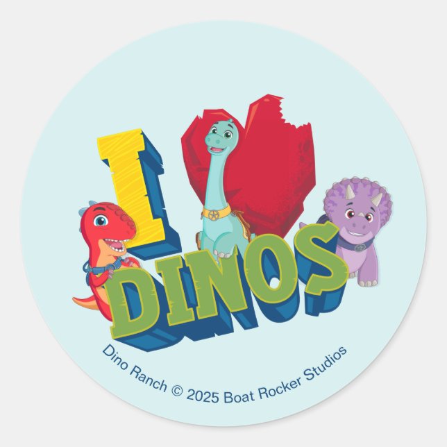 Sticker Rond J'adore les dinos | Dino Ranch (Devant)