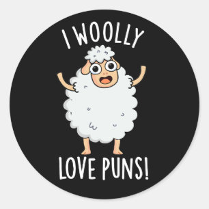 Sticker Rond J'adore les jeux de mots sur les moutons drôles Pu
