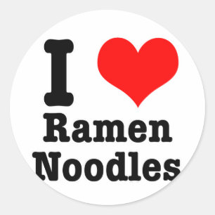 Sticker Rond J'ADORE les nouilles ramen