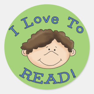 Sticker Rond J'adore lire le garçon