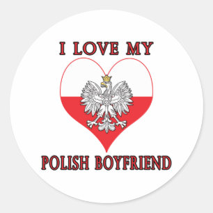 Sticker Rond J'adore mon petit ami polonais