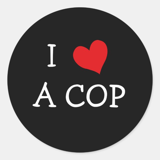 STICKER ROND J'ADORE UN COP (Devant)