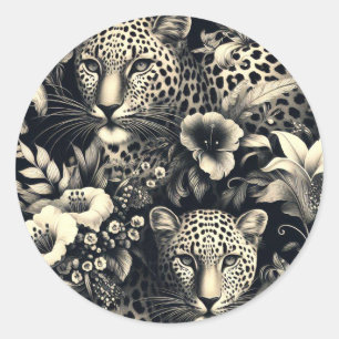 Sticker Rond Jaguar de la Jungle vintage