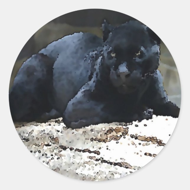 Sticker Rond Jaguar noir (Devant)