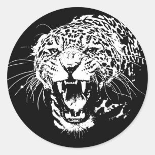 Sticker Rond Jaguar noir et blanc