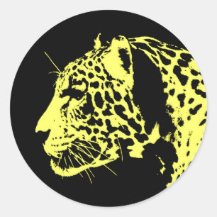 Sticker Rond Jaguar Pop Art