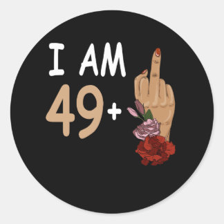 Sticker Rond J'Ai 49 Plus 1 Mid Doigt Pour Un 50E Anniversaire 