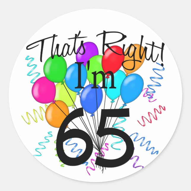 Sticker Rond J'ai 65 ans - Anniversaire (Devant)