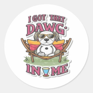 Sticker Rond J'Ai Ce Chien En Moi, T-shirt Classique (7)