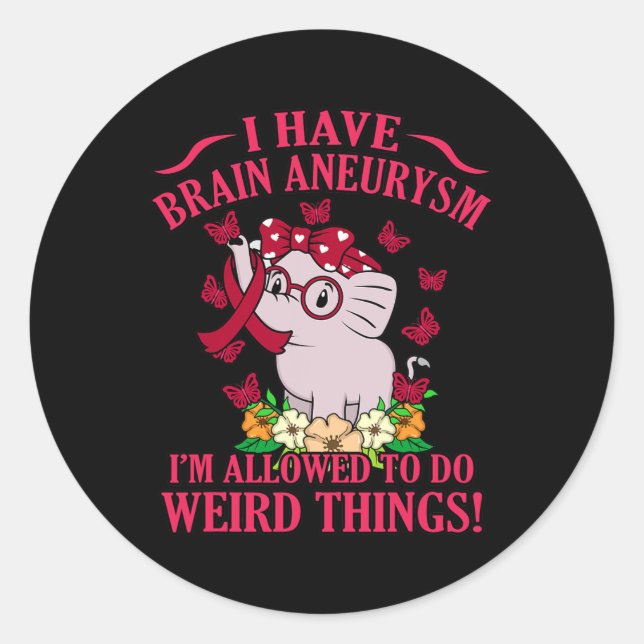Sticker Rond J'ai Cerveau Aneurysme Sensibilisation Mois Suppor (Devant)