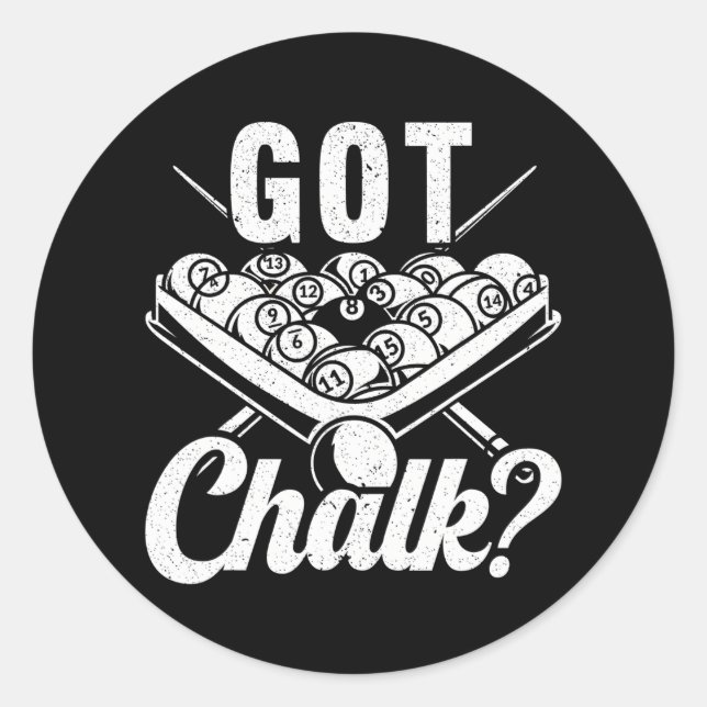 Sticker Rond J'Ai Chalk Billard Joueur Snooker 8 9 Ball (Devant)