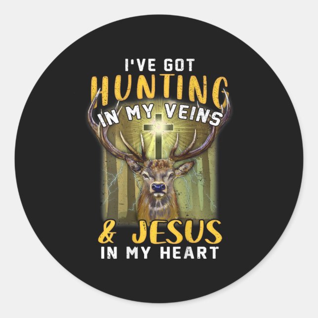 Sticker Rond J'Ai Chasse Dans Mes Veines Jésus Dans Mon Coeur (Devant)