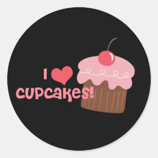 Sticker Rond j'ai coeur les cupcakes