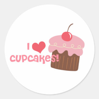 Sticker Rond j'ai coeur les cupcakes