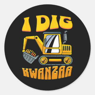 Sticker Rond J'Ai Creusé Kwanzaa Kinara Bougies Construction En