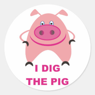 Sticker Rond J'Ai Creusé La Feuille D'Autocollants De Cochon