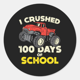 Sticker Rond J'ai écrasé 100 jours Camion Monster de l'école 10