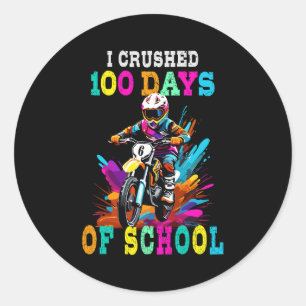 Sticker Rond J'ai écrasé 100 jours d'école Motocross