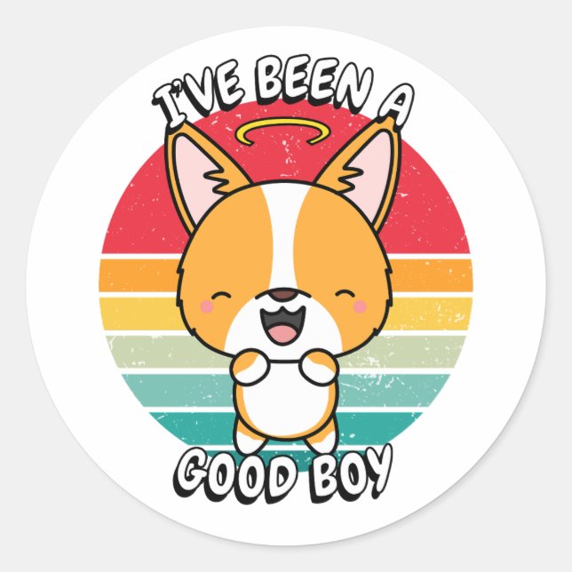 Sticker Rond J'ai été un bon garçon - chien de corgi (Devant)